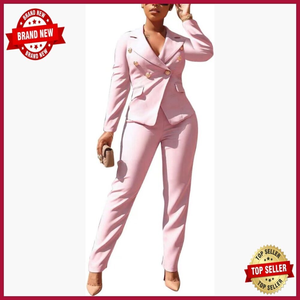 Long Sleeve Blazer Pant Suit Set for Women Business Office Work